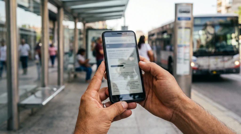 Diseño web móvil en Nicaragua: sitio cargando lento en un celular con datos móviles